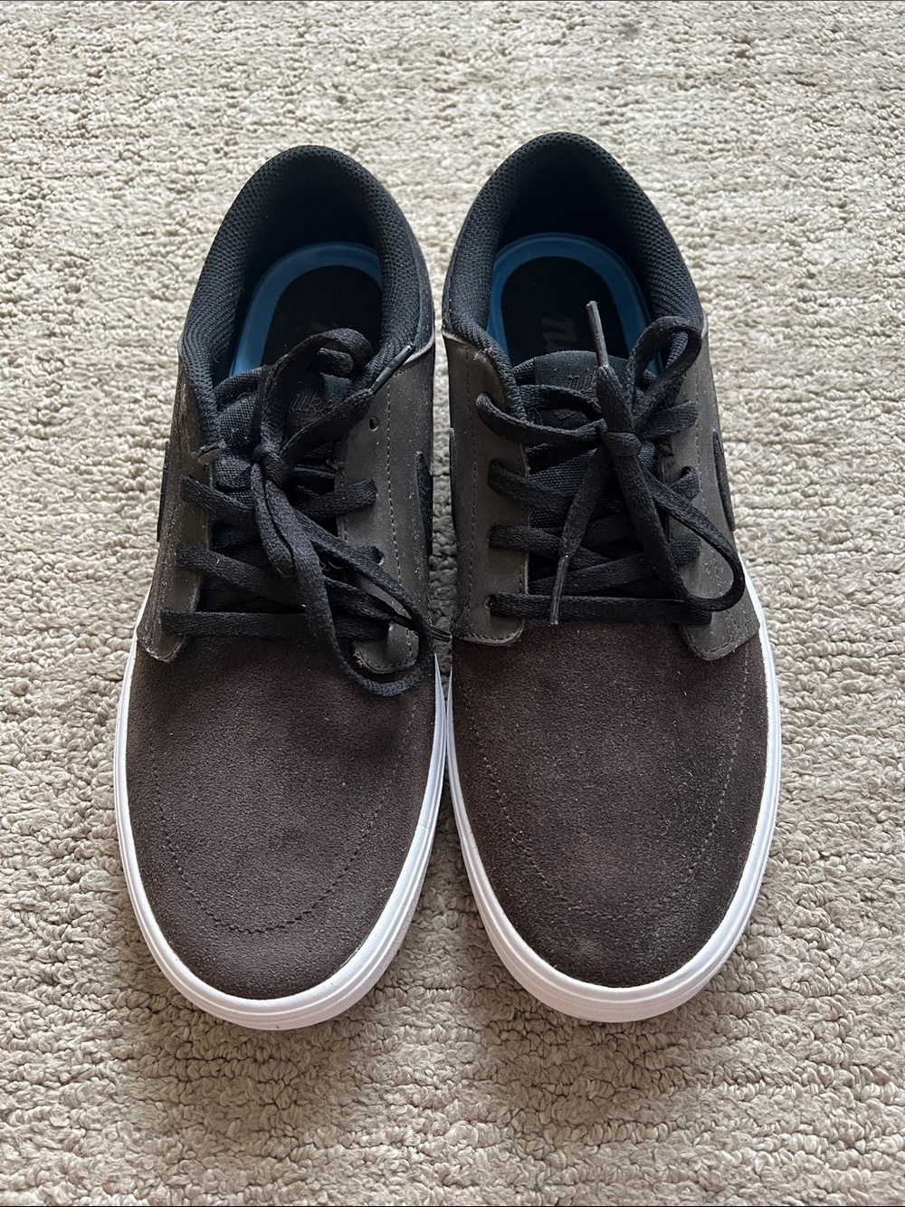 Nike Men's Black and White Suede Lace-Up Sneakers